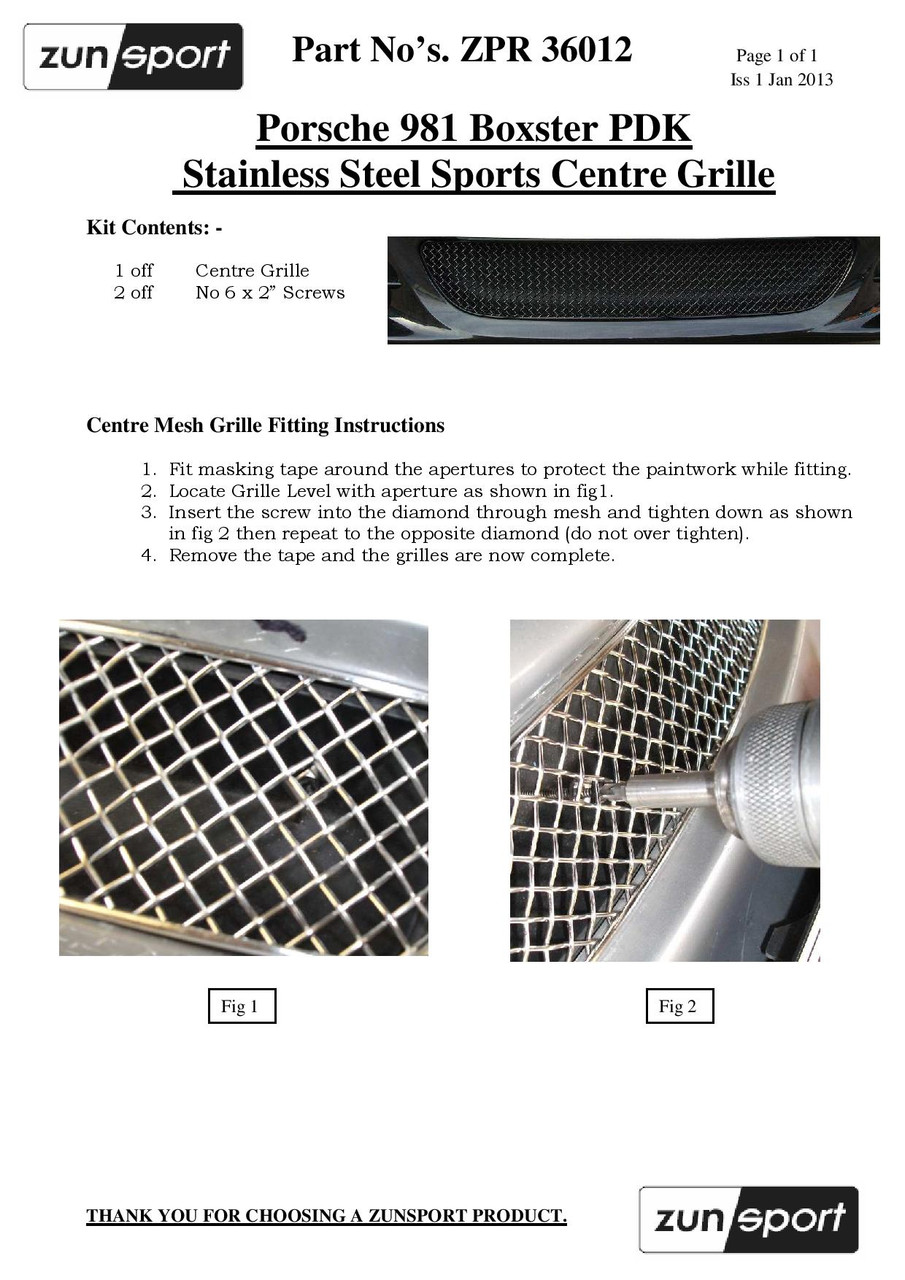 Porsche Boxster 981 - Centre Grille
